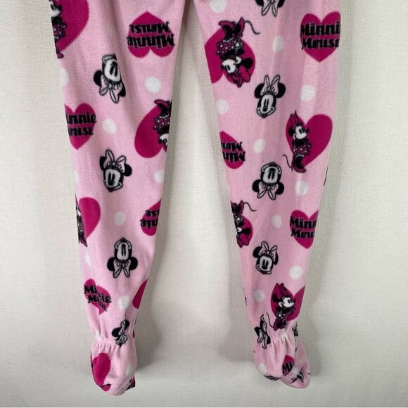 Minnie Mouse Disney Pajamas Women’s Pink Black 2 Piece Fleece Footed Pants Shirt - Picture 7 of 13